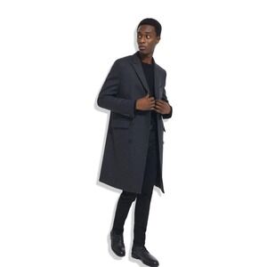 The Kooples Men's Coat Gray Double-Breasted Wool Blend Size FR 46/US 36‎